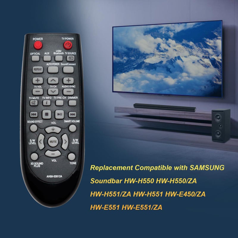 AULCMEET جهاز تحكم عن بُعد AH59-02612A بديل متوافق مع بار الصوت سامسونج HW-H550 HW-H550/ZA HW-H551/ZA HW-H551 HW-E450/ZA HW-E551 HW-E551/ZA AH59-02612B - Image 3